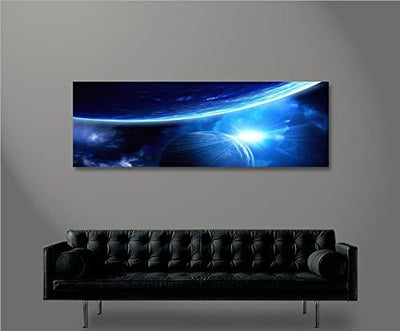 islandburner Bild Bilder auf Leinwand Blue Space V2 Weltall Planeten Weltraum Panorama XXL Poster Le