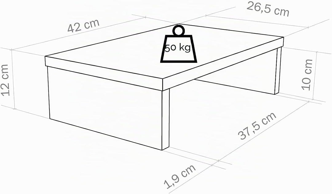 Henor Monitorständer TV-Bildschirmerhöhung in FSC® Holz 42 x 26.5 x 12 cm. Unterstützt 50 kg Weiss 4