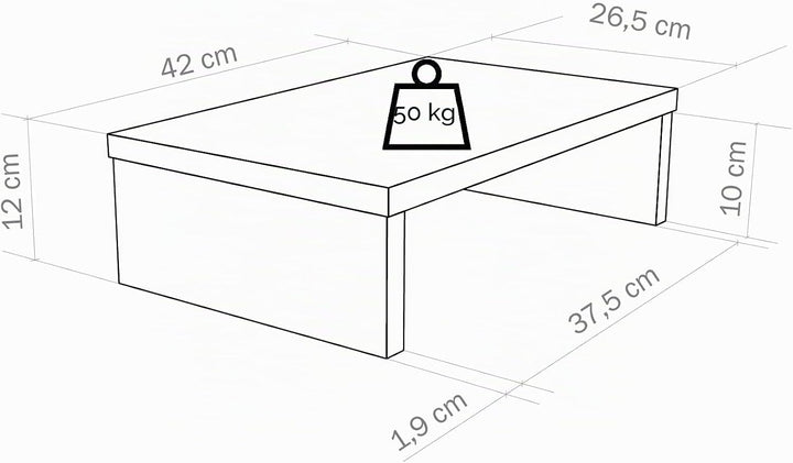 Henor Monitorständer TV-Bildschirmerhöhung in FSC® Holz 42 x 26.5 x 12 cm. Unterstützt 50 kg Weiss 4