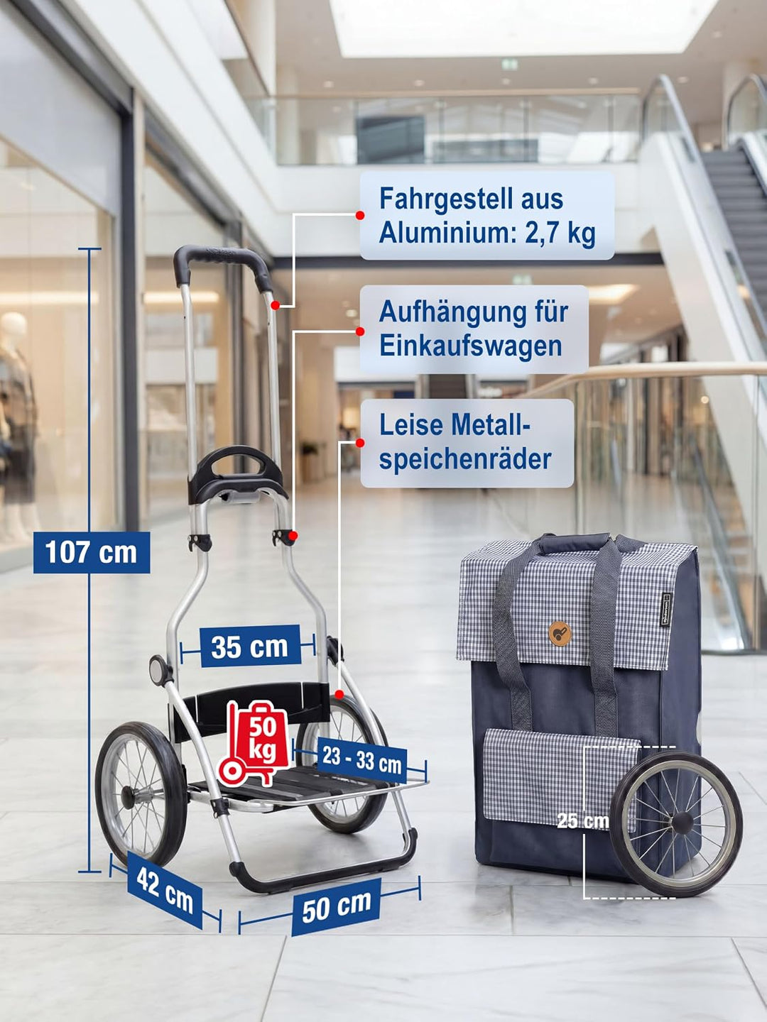 Sondermodell Andersen Einkaufstrolley Royal mit Metallspeichenrad 25 cm und 49 Liter Einkaufstasche