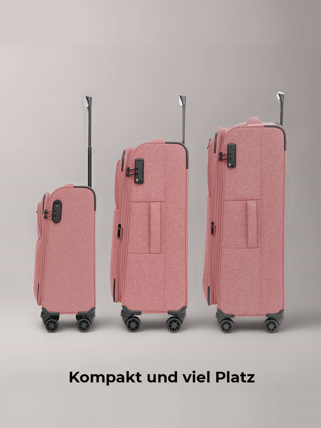 REDOLZ Koffer-Set 3-teilig für Damen & Herren | leichte & stabile Reise-Trolleys, hochwertiges Softc