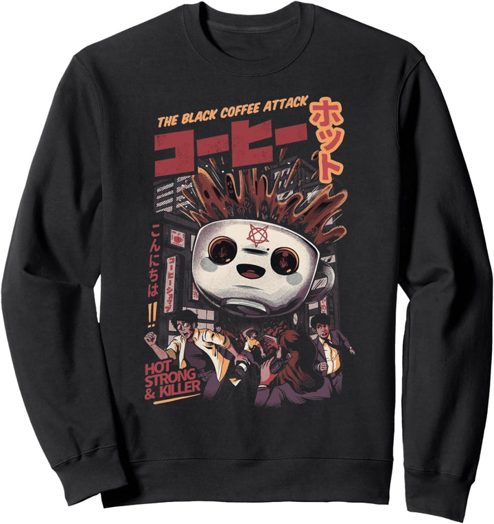 Funny Vintage Japanese Black Coffee Attack Grunge Asian Gift Sweatshirt