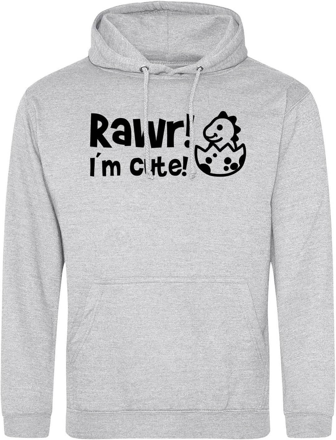 huuraa Unisex Hoodie Baby Dino I`m Cute Pullover Vegan Grösse 3XL Heather Grey mit Motiv für alle Di