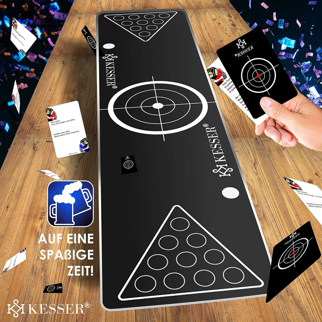 KESSER® Bier Pong Tisch Set mit Kartenspiel Trinkspiel - inkl. 100 Becher (50 Rot & 50 Blau), 6 Bäll