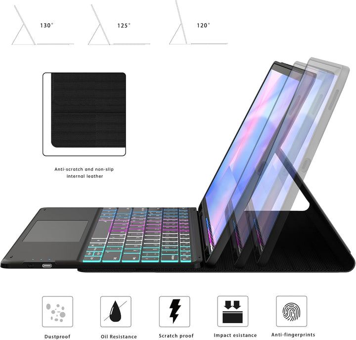 für Samsung Tab S10 FE+ Plus 13.1 Zoll Hülle mit Tastatur: Tastatur mit Touchpad & 3-Zozen-7-Farbige