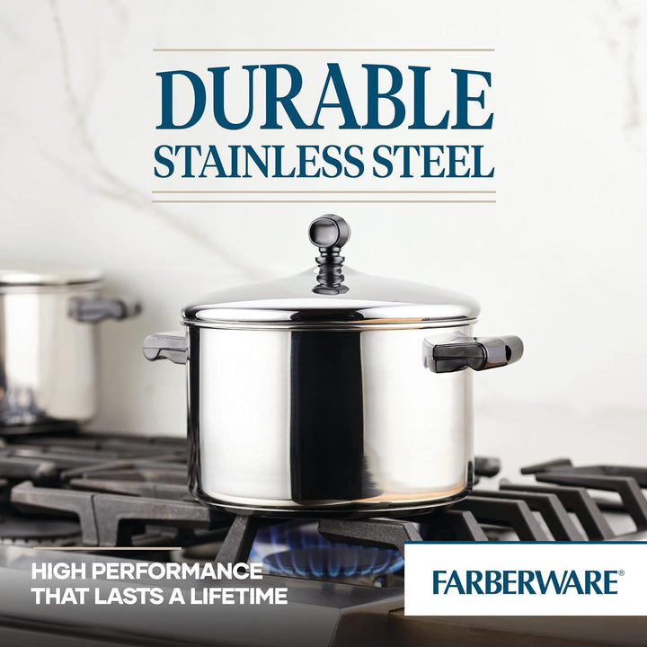 Farberware Klassischer Stieltopf mit Deckel, Edelstahl, 4 l – silberfarben 4 Quart Regulärer Deckel,