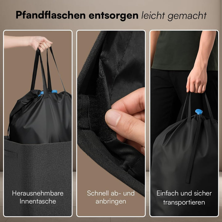 Bellamio Sur Pfandflaschen Sammelbehälter 100L mit Deckel – Flaschensammler Leergut Anthrazit – Pfan