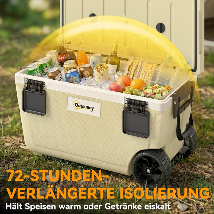 Outsunny Kühlbox 70L Grosse Passive Thermobox bis zu 72 Std. Kühlung, mit PU-Vollschaumisolierung Rä