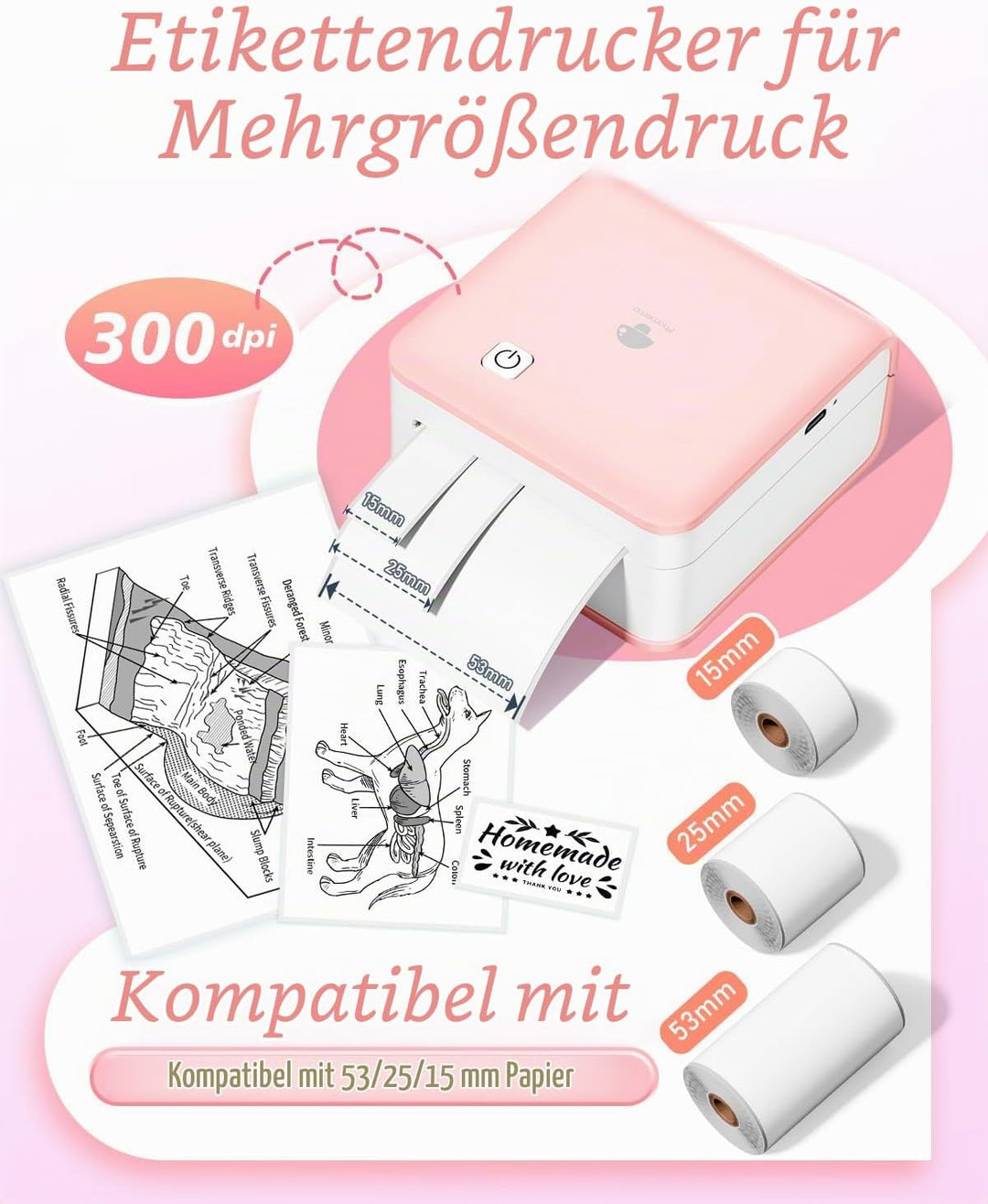 Phomemo Mini Thermodrucker – P2S Fotodrucker für Smartphone, Tragbarer Kabelloser Notizdrucker mit 3