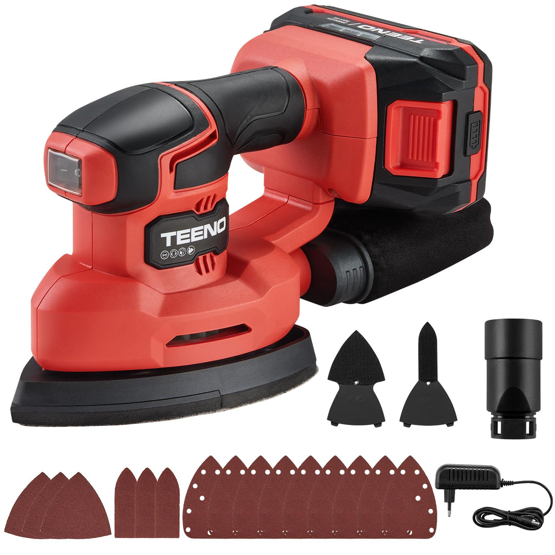 TEENO Akku-Schleifmaschine 3-in-1, 20 V, Delta-Schleifer mit 2 A Akku, 13000 U/min, Detailschleifer