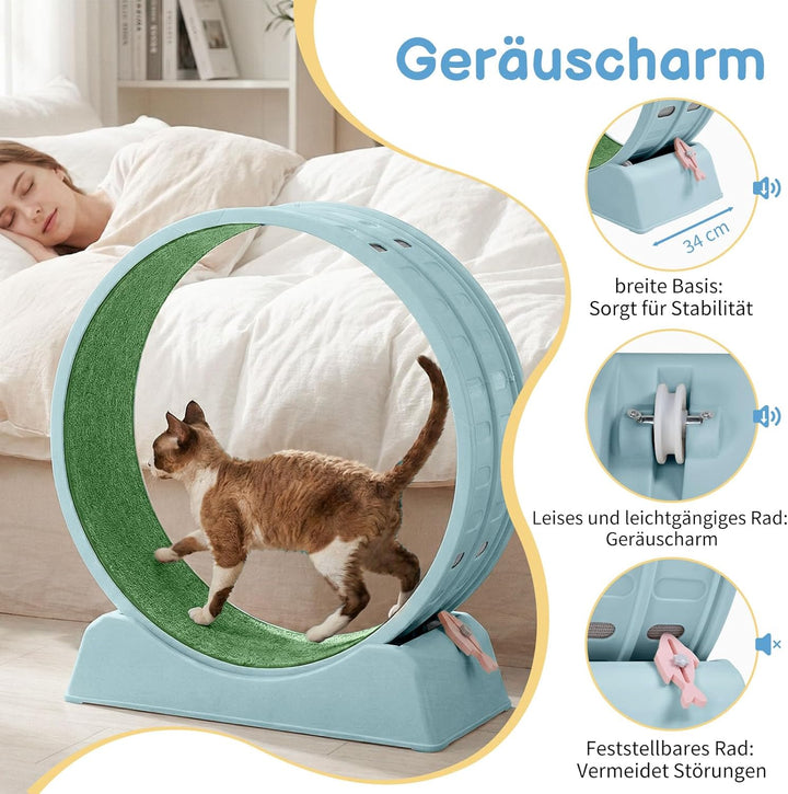 LEADZM Katzenlaufrad 80cm Durchmesser - Laufrad Katze aus Kunststoff, Inklusive Teppich und Katzensp