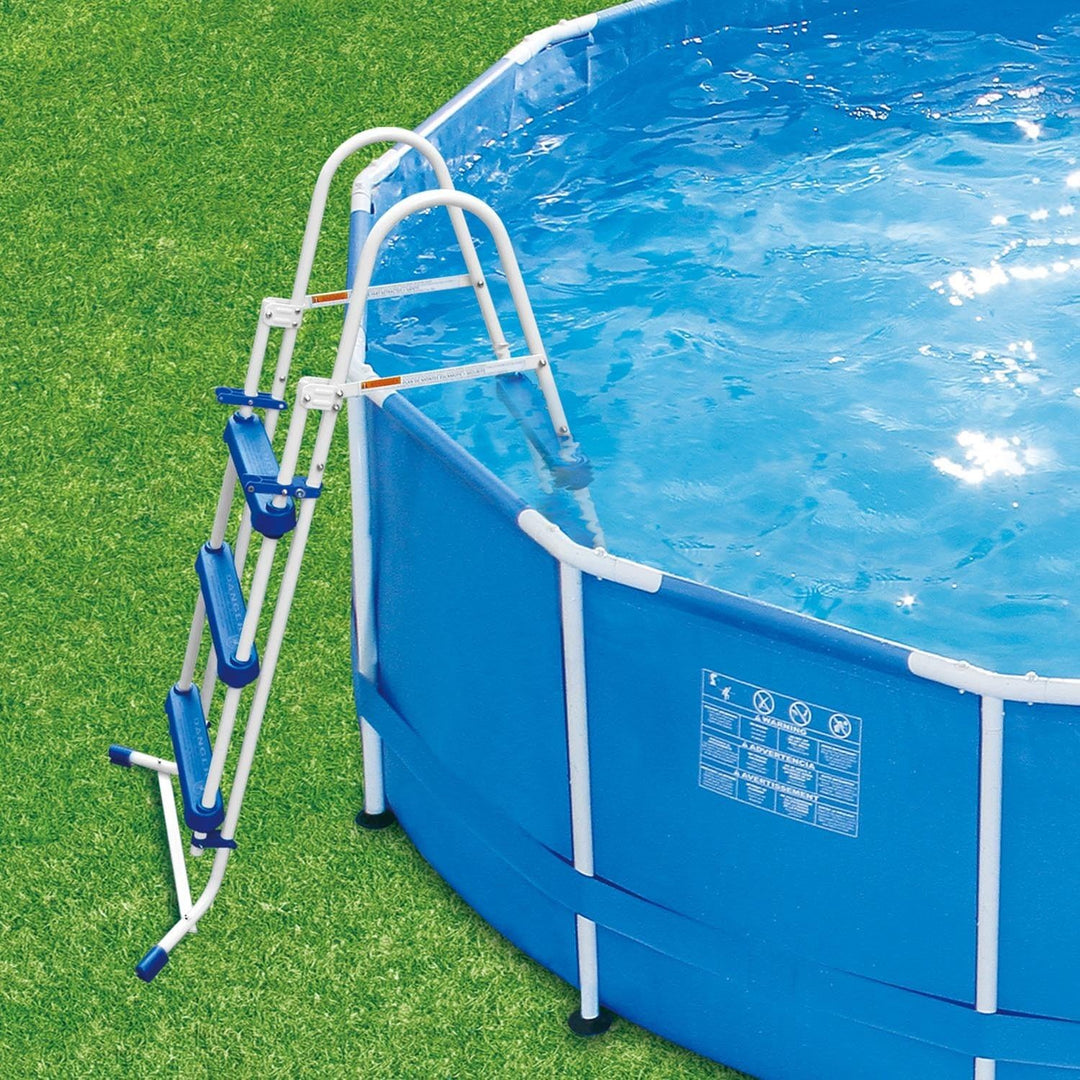 Summer Waves Edelstahl Poolleiter für Pools bis 91cm - Robust & rutschfest - Einfache Montage - Sich