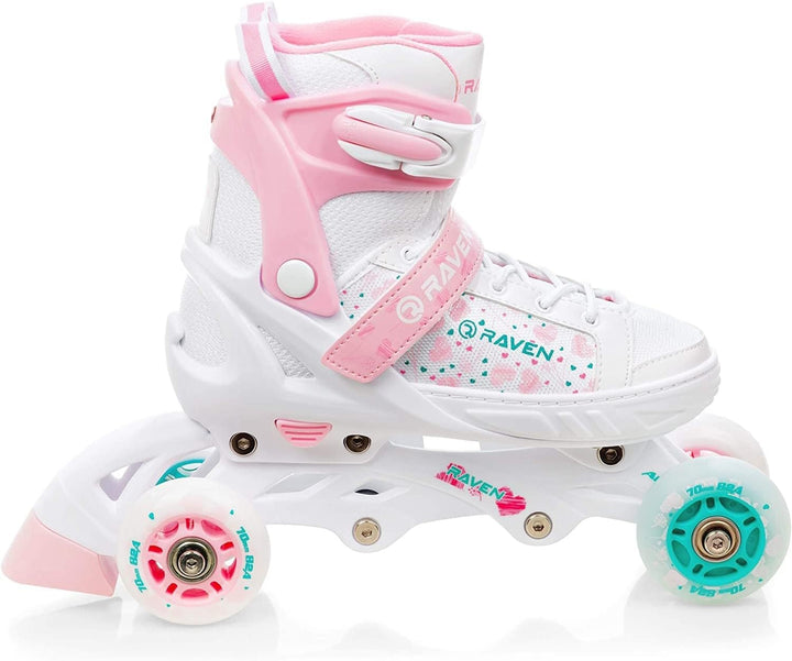 RAVEN 4in1 Inline Skates Triskates Rollschuhe Schlittschuhe Inliner LED Räder für Kinder Mädchen ver