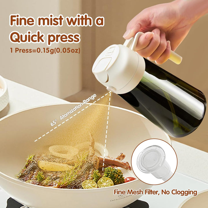 YARRAMATE 2 Stück 470ml Lichtblockierender dunkler Ölsprüher zum Kochen, 2-in-1 UV Schutz ölzerstäub