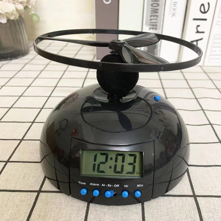 Wecker, Fliegende Uhr, Mini-Rundpropeller-Wecker, LCD-Display, Digitaluhr, weglaufender, rollender H