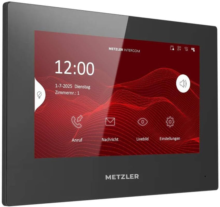 Metzler VDM10 2.0 Innenstation Home, 7 Zoll Touchscreen, 2-Draht IP, Schwarz | 200 mm × 140 mm × 25.