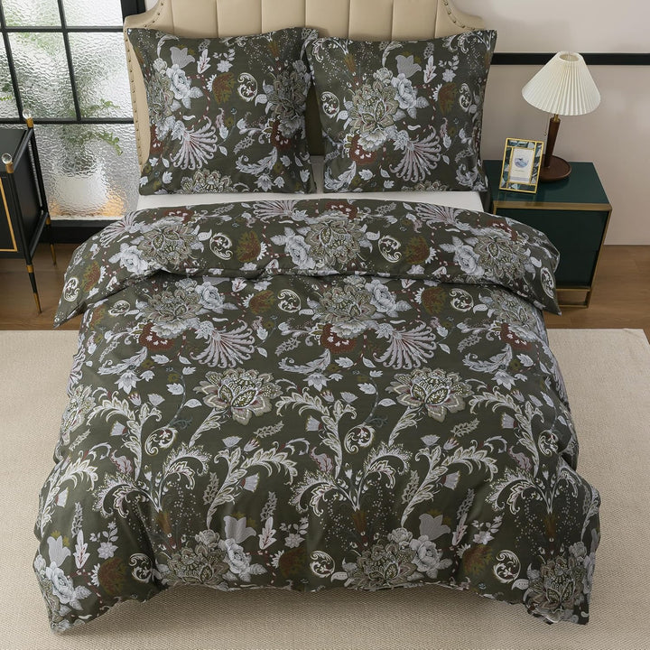 WUMIUER Geblümt Bettwäsche 135x200 2teilig Bettbezug - Barock Stil Blumen Bettwäsche-Set 135 x 200 c