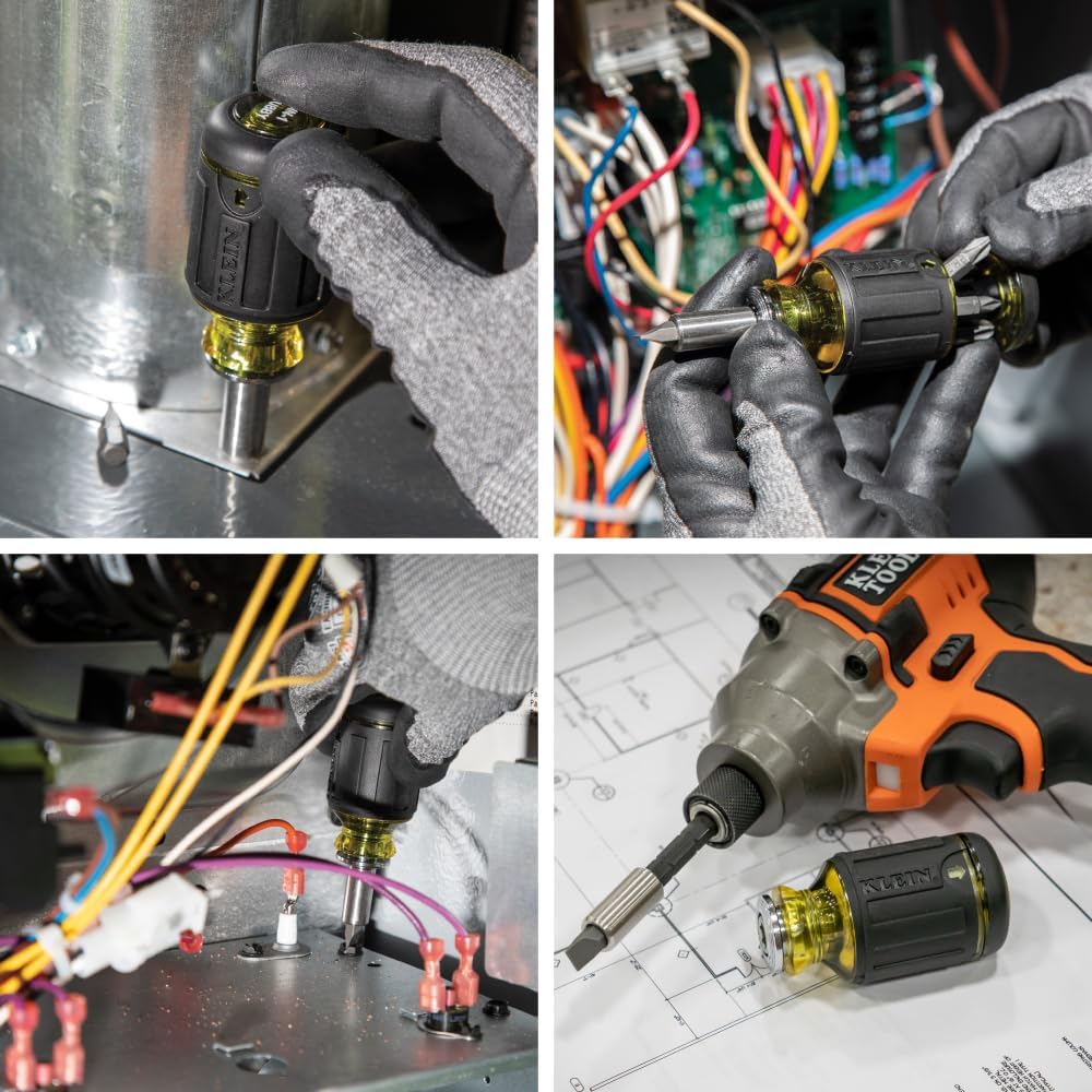 Klein Tools 32308 Multi-Bit-Schraubendreher, schlagfest, 8-in-1 verstellbar, magnetisches Werkzeug m