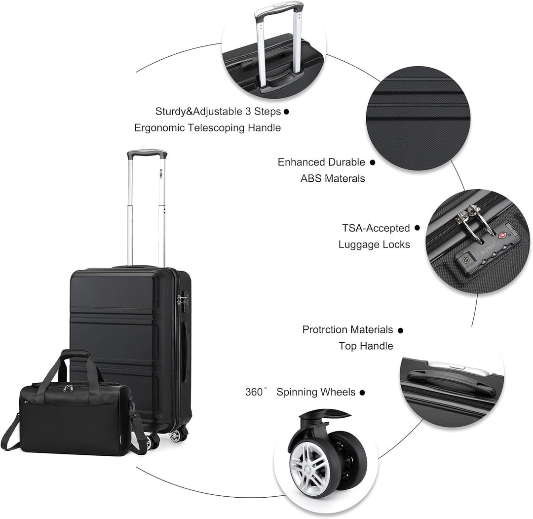 KONO Gepäcksets 2 Teilig Kofferset Leicht Hartschale 55cm Kleiner Koffer mit Rollen Handgepäck Set m