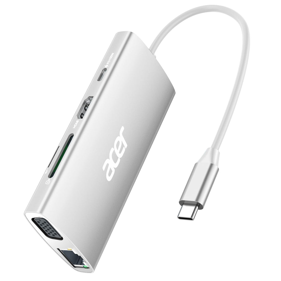 Acer USB-C-Hub mit 4K HDMI, 9-in-1-USB-C-zu-Ethernet-Adapter, 5-Gbps-USB-A-3.1-Dockingstation, PD-10