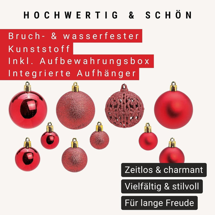 WOMA Weihnachtskugeln Set I 50 oder 100 Christbaum-Kugeln I Weihnachtskugeln Kunststoff I Weihnachts