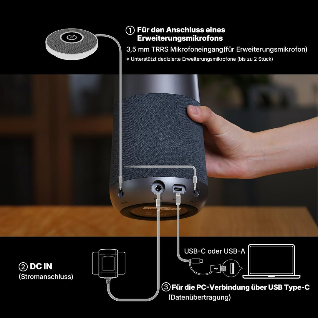 NEARITY 120 Max 4K FHD Videokonferenz Webcam mit Mikrofon und Lautsprecher, 8MP CMOS/120° Ultraweitw