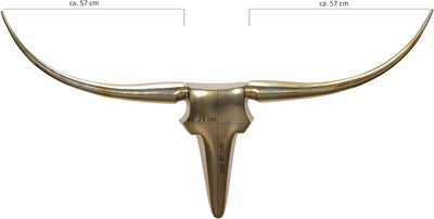 FineBuy Wanddekoration Geweih Bull L 125 cm Aluminium golden