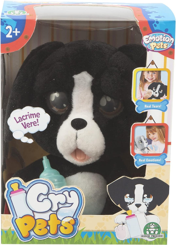 Giochi Preziosi Cry Pets Plüschtier mit Funktionen, Schwarz Plüschhund mit Funktionen, Plüschhund mi