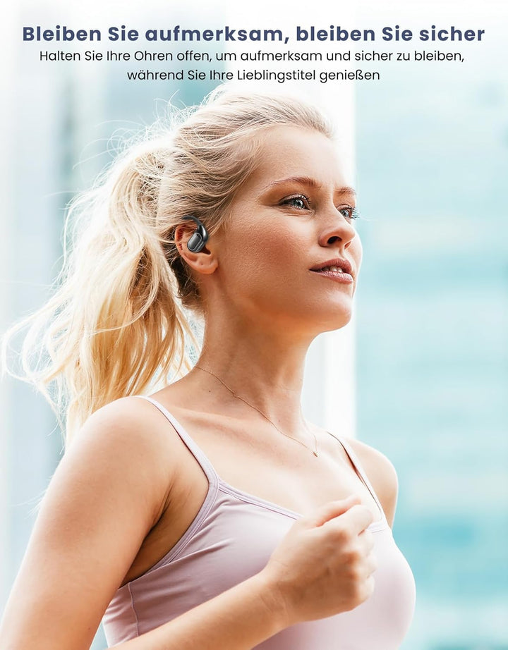 Open Ear Kopfhörer Bluetooth, 70 Stunden Wiedergabe, leicht und bequem, Ladeetui, klare Anrufe, Fest