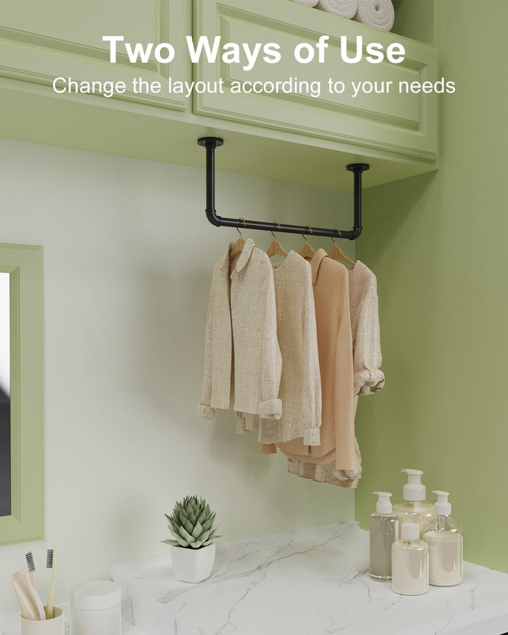 Industrierohr Kleiderstange, 54 cm Kleiderständer für die Wand, Kleidergestell Garderobenhalter, Gar