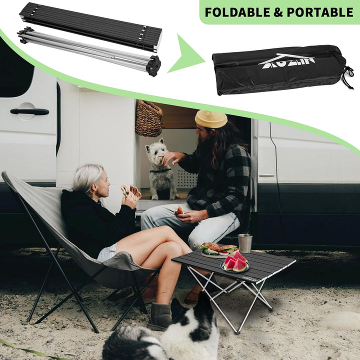 IPEB Campingtisch Klappbar, Klapptisch Camping, Tragbarer Picknicktisch Faltbar, Kleiner Aluminium-K