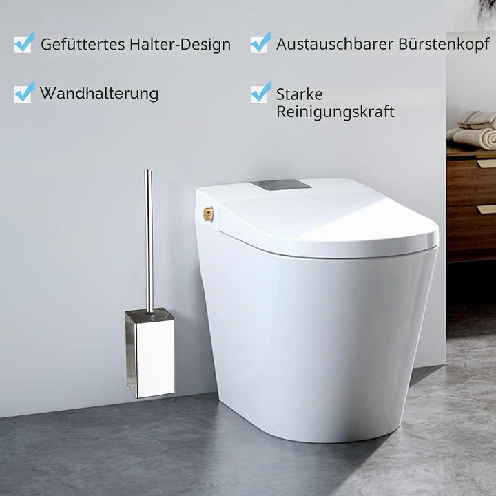 bgl Wandhalterung für WC-Bürste aus 304 Edelstahl, quadratisch Chrome, Chrome