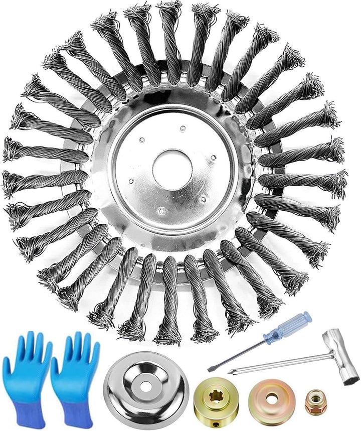 Unkrautbürste Freischneider, Universelle Wildkrautbürste für Motorsensen 25,4 mm Bohrung Drahtbürste