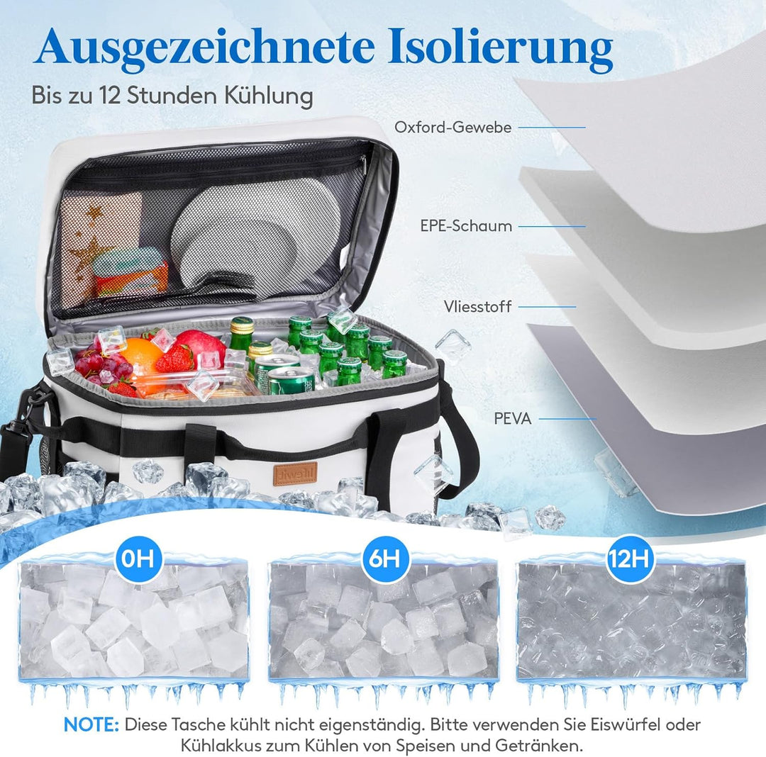 Lifewit Kühltasche 30L 50 Dosen, Faltbar Picknicktasche für Essen & Getränke, Kühlbox Tragbare Eista