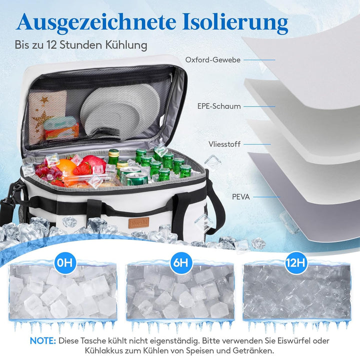 Lifewit Kühltasche 30L 50 Dosen, Faltbar Picknicktasche für Essen & Getränke, Kühlbox Tragbare Eista