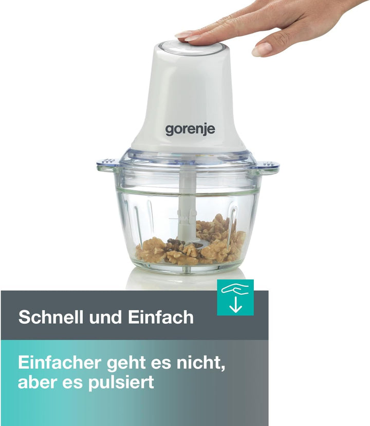 Gorenje S501GW Zerkleinerer/Turbotaste / 500 W/Edestahl Doppelklinge/Spülmaschinen geeignet/Glasbehä