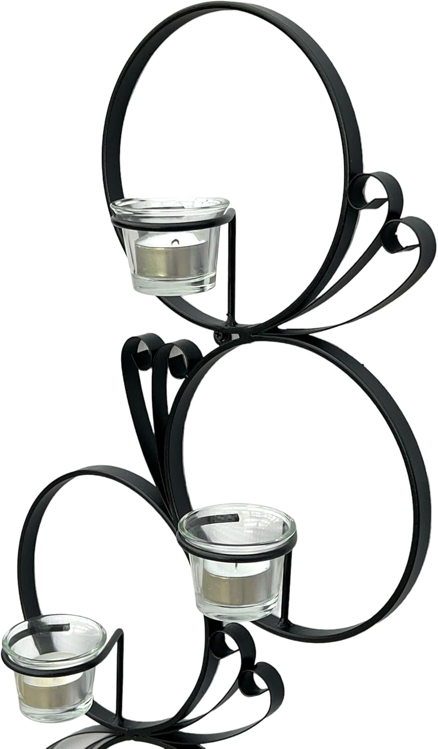 DanDiBo Wandteelichthalter Metall Schwarz Rund Wandkerzenhalter 60 cm Teelichthalter Wand Teelicht W