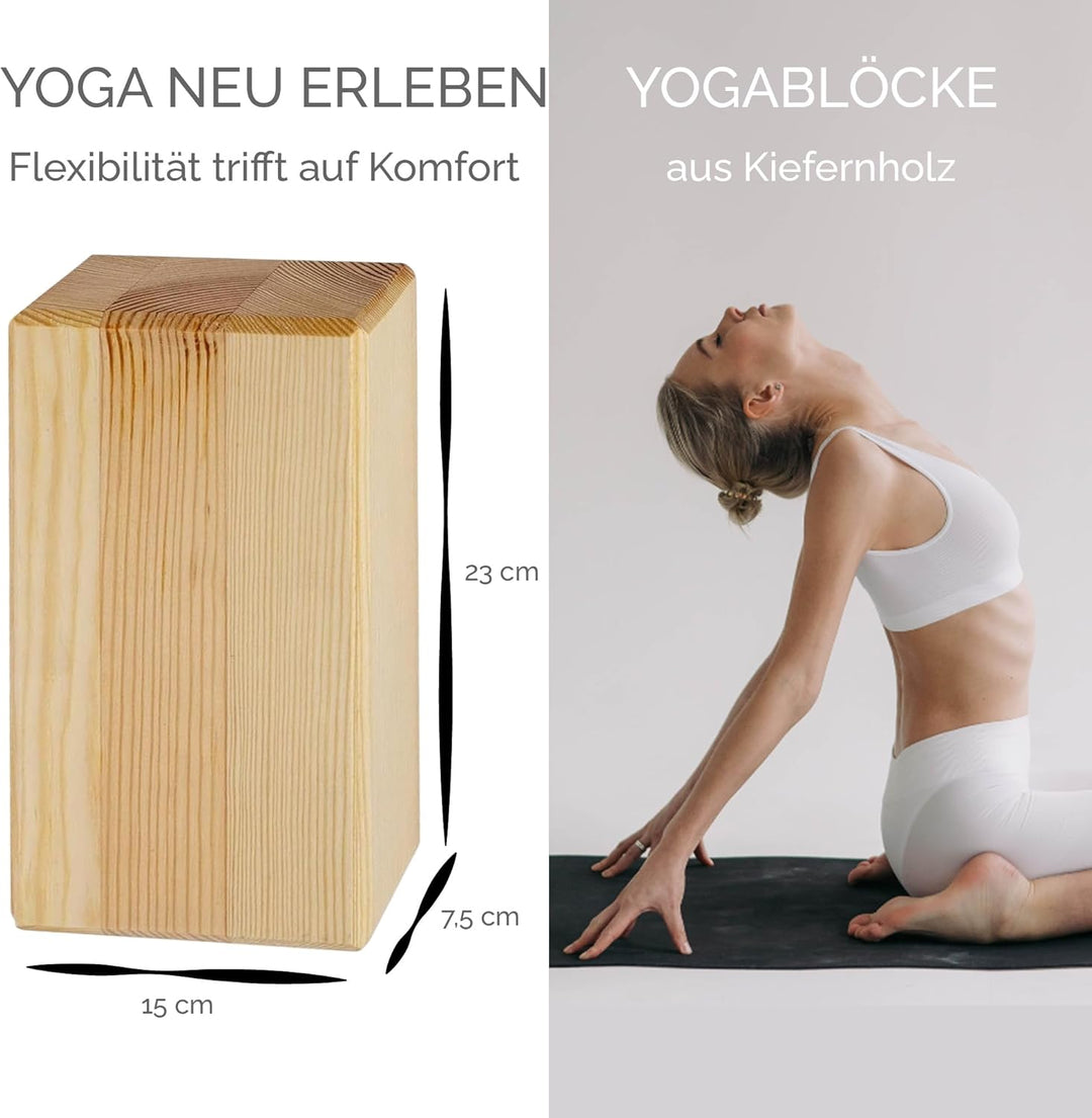 Yogablock Holzklötze für Yoga Pilates Stretching und Meditation Natürlich umweltfreundlich stabile U