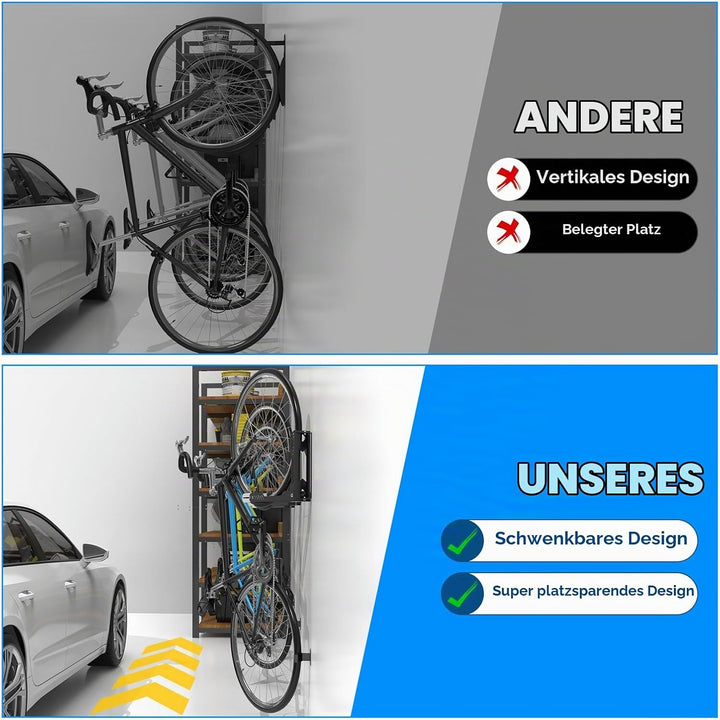 IMAYCC Profi Schwenkbare Fahrrad Wandhalterung, Fahrradhalterung Wand ohne schweres Heben, Platzspar