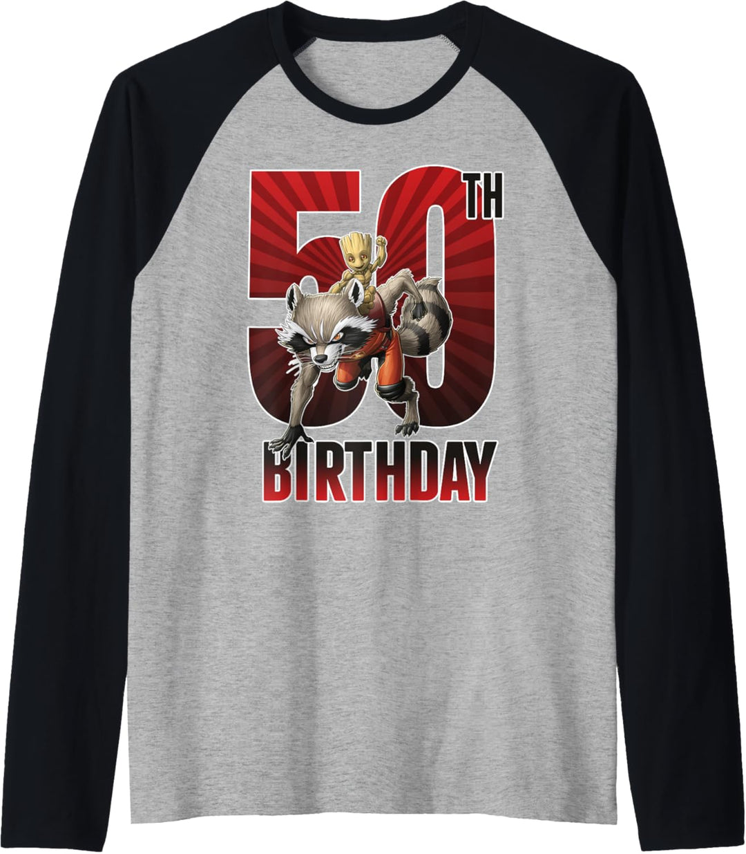 Marvel Guardians Of The Galaxy Rocket & Groot 50th Birthday Raglan