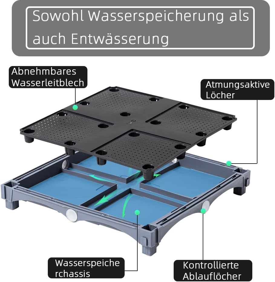 Mingone Blumentopf Rattan Optik aus Kunststoff Blumenkasten Balkonkasten mit Wasserspeicher Pflanzka