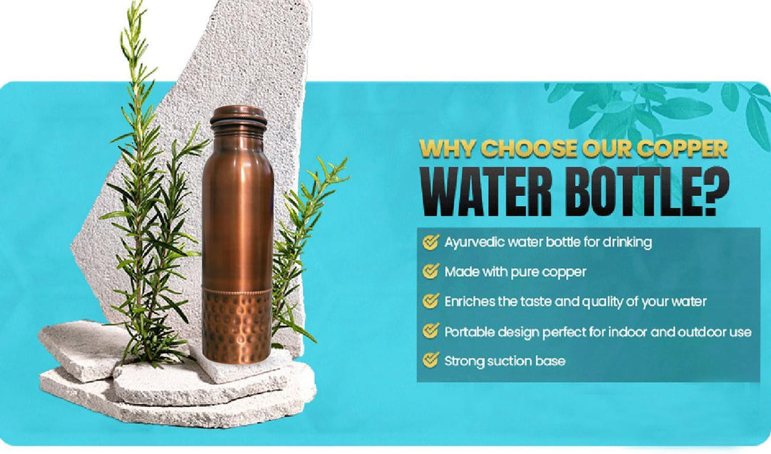 ayurvedische Kupfer-Wasserflasche, auslaufsicheres naturreines Kupfergefäss 900ml/30oz design 4 900