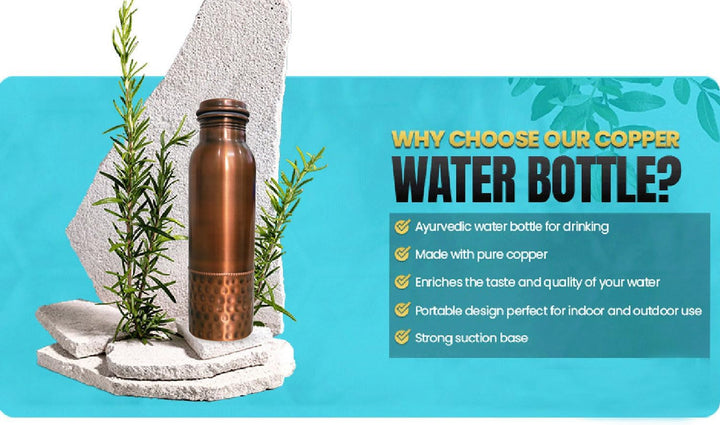 ayurvedische Kupfer-Wasserflasche, auslaufsicheres naturreines Kupfergefäss 900ml/30oz design 4 900