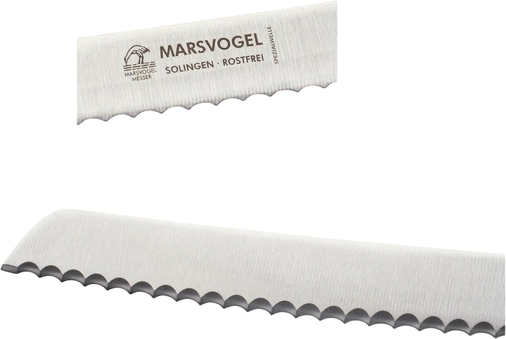 Marsvogel Brotmesser 2,0 mm Rückenstärke mit Welle Made in Solingen Bubinga Bubinga Braun
