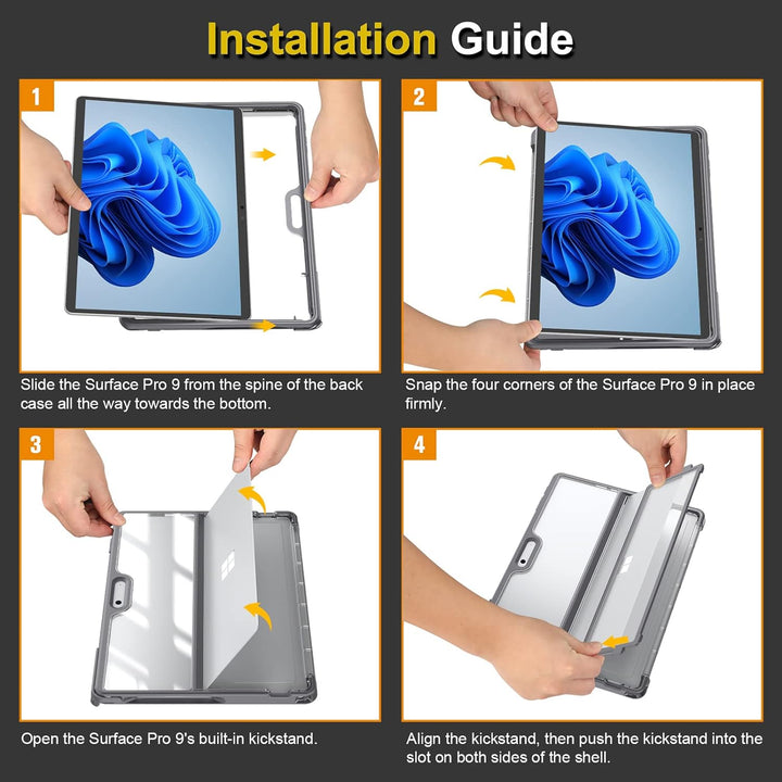 Fintie Hülle für Microsoft Surface Pro 9 / Pro 9 5G 13 Zoll 2022, Stossfeste Robuste Hartschalen Sch