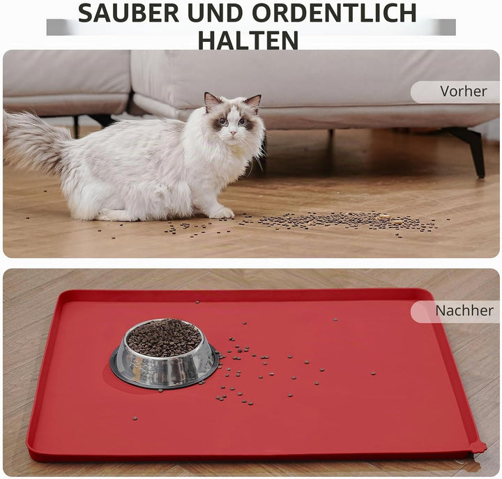 Reopet Silikon-Futtermatten für Haustiere - wasserdichte Hunde- und Katzenplatzmatten mit erhöhten R
