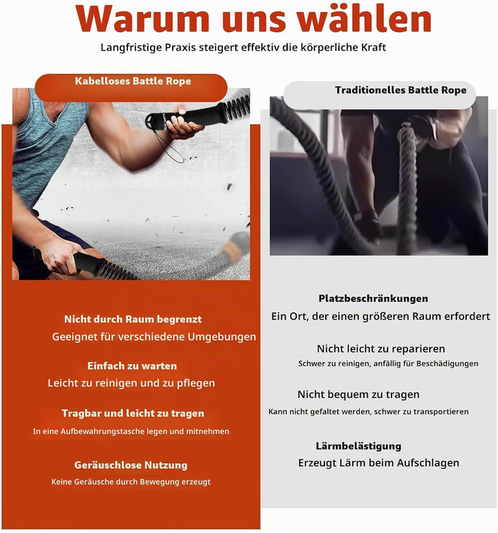 Battle Ropes, Gewichtete Trainingsseile, der neuen Generation Verstellbares Ropeless Fitnessseile, V