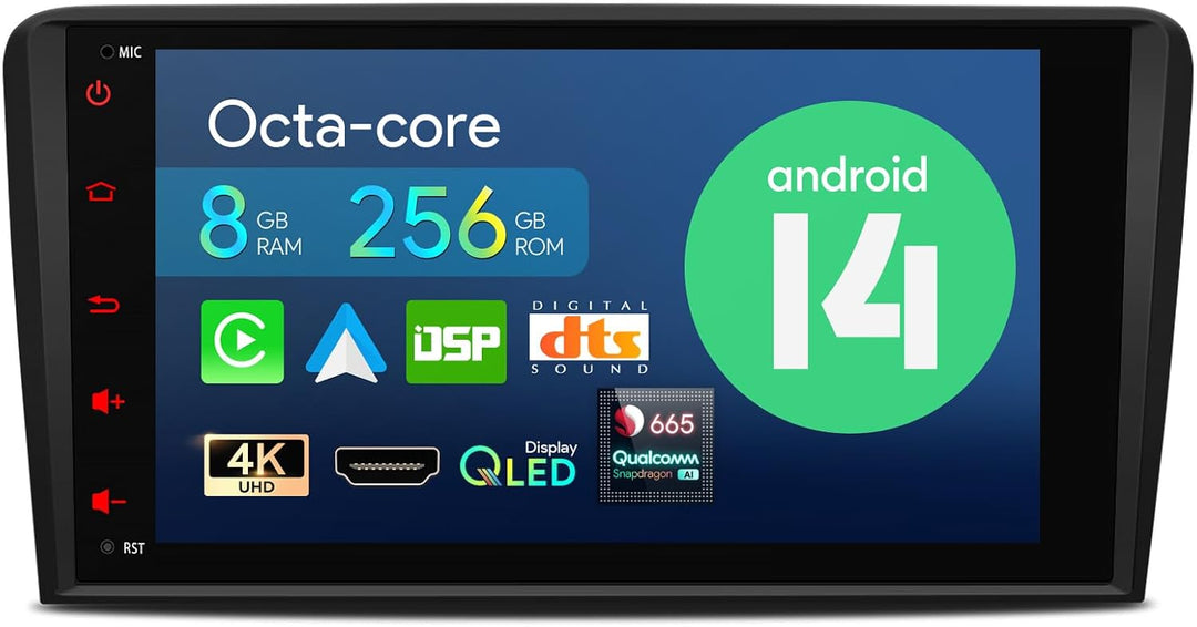 XTRONS Android 12 Autoradio mit Navi für Audi A3 S3 RS3,Snapdragon 665 Octa Core 6GB 128GB,Integrier
