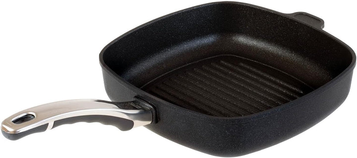 BAF quadratische Grillpfanne 26 x 26 cm - hoher Rand - grosse gerillte Pfanne beschichtet aus Alumin