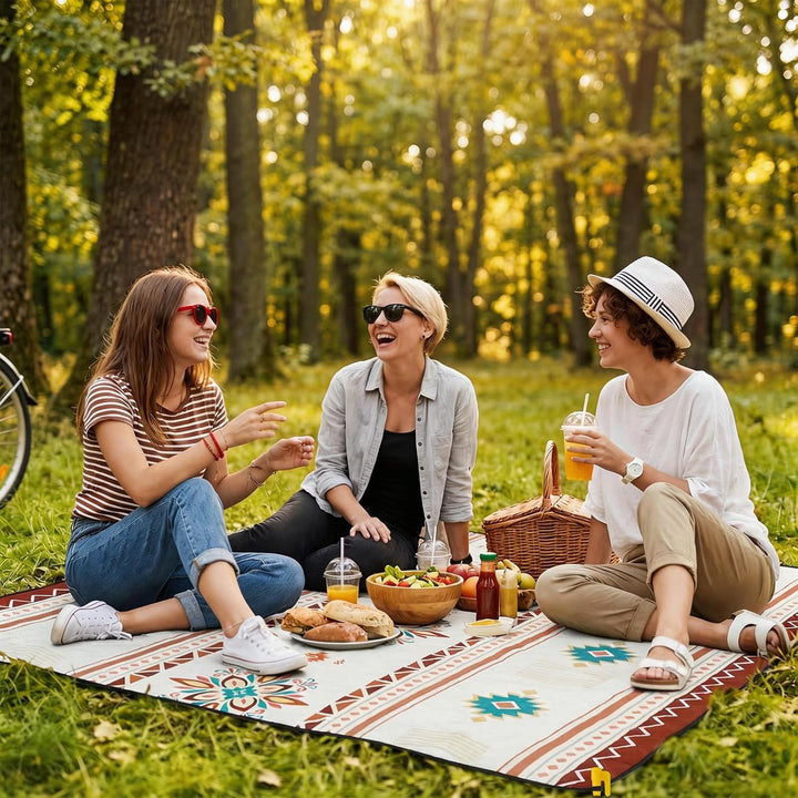 HAUSPROFI Picknickdecke Wasserdicht & Isoliert 200x200 cm Grosse Picknick Decke mit 3 Lagen Camping